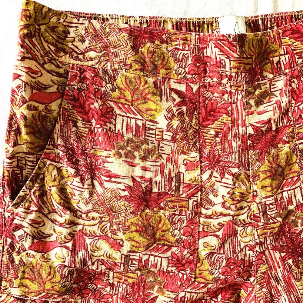 Joie Linen Rayon Pull-on Shorts Medium Pink Tropical Palm Beach Coastal Resort - Picture 4 of 11